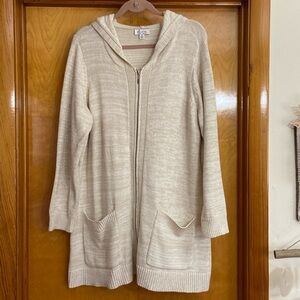 Denim & Co. Heathered Hooded Cardigan - 2X
